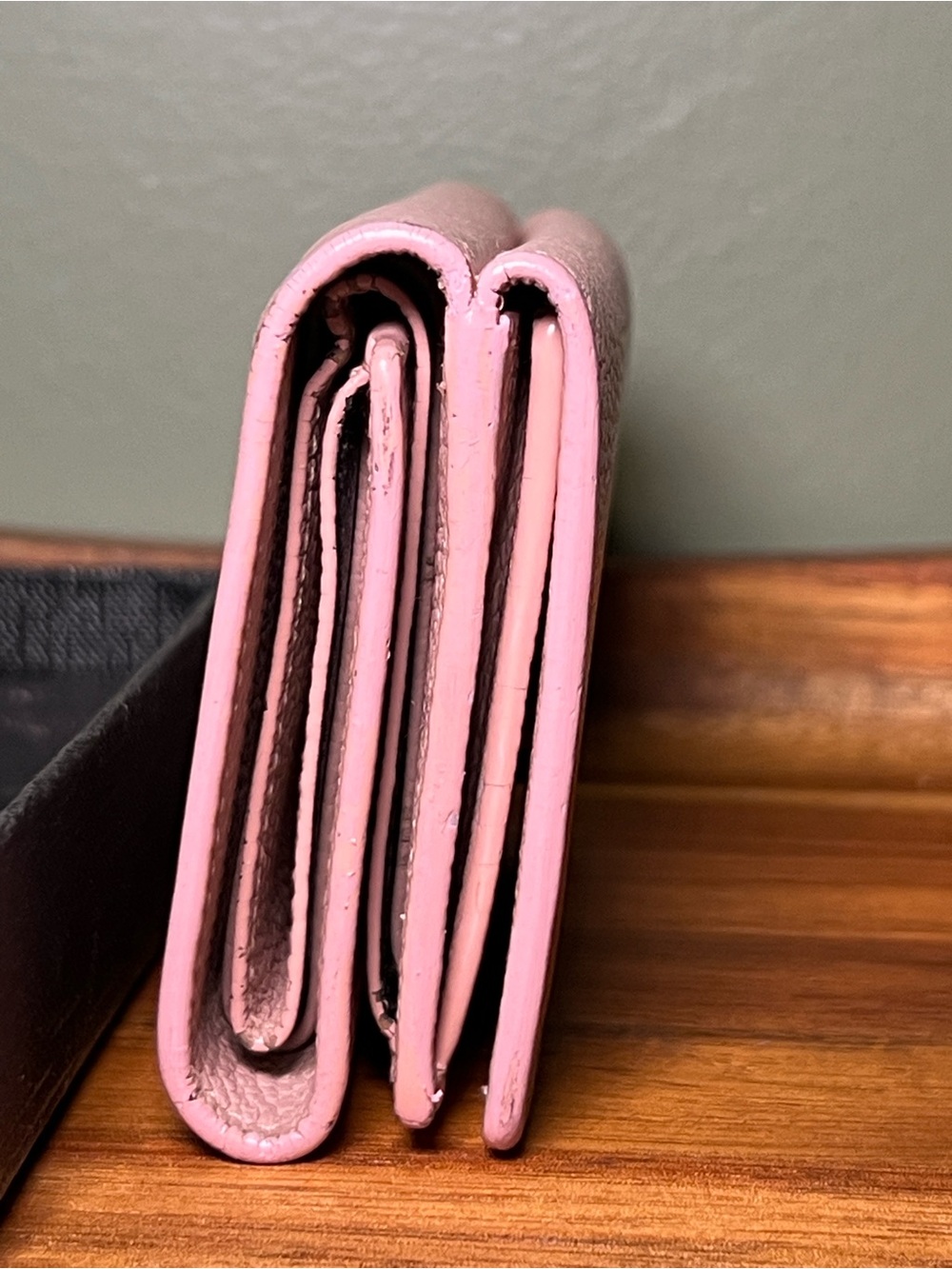 Saint Laurent Pink Pebbled Leather Tri-Fold Wallet with Box - Picture 7 of 14